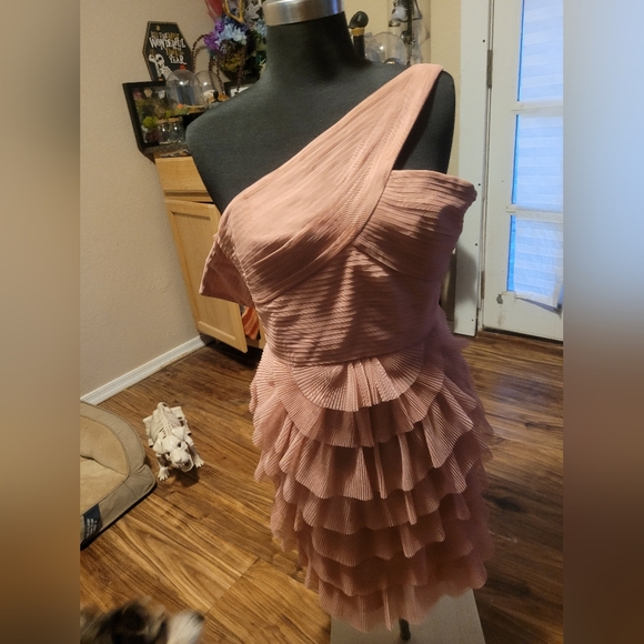 BCBGMaxAzria Dresses & Skirts - BCBGMaxAzria One-Shoulder Ruffled Dress in Pink